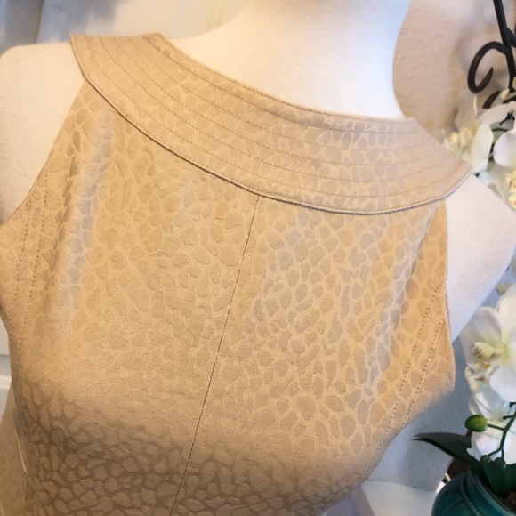 Muse Brand Textured Zip Up Khaki Sheath Dress - Picture 5 of 7